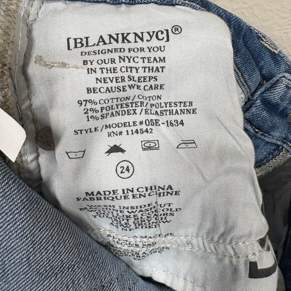 BlankNyc Womens Size 24 Distressed Flower Skinny Jeans Blue Washed Cotton Blend - Picture 11 of 11